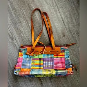 Dooney and Bourke Bright Colored Patch Work Shoulder Purse.